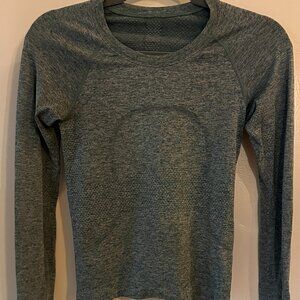 Teal heather Lululemon Swiftly tech long sleeve waist length sz 2